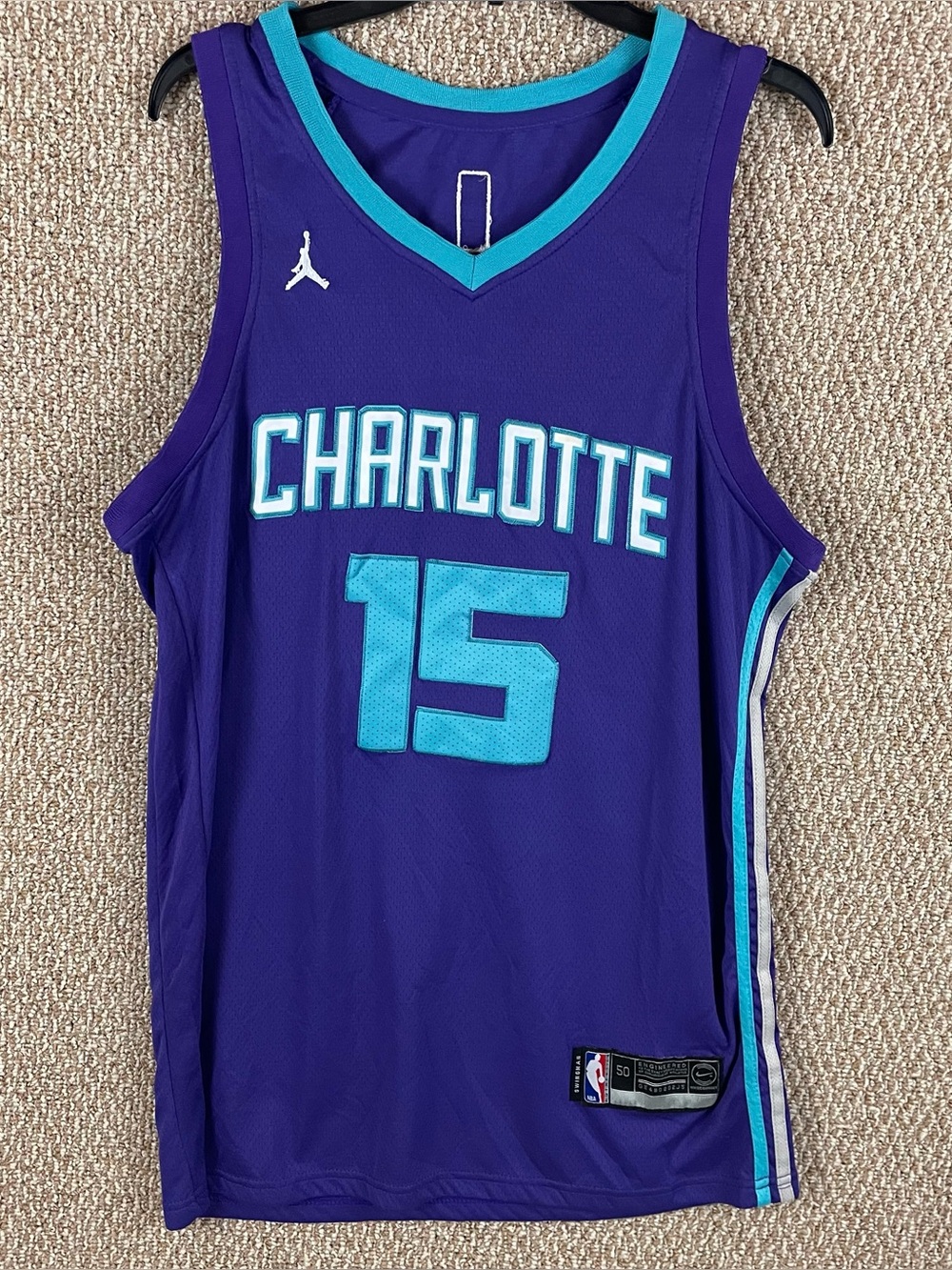 Nike Jordan Charlotte Hornets Jersey Size 50 #15 Kemba Walker Swingman NBA R3